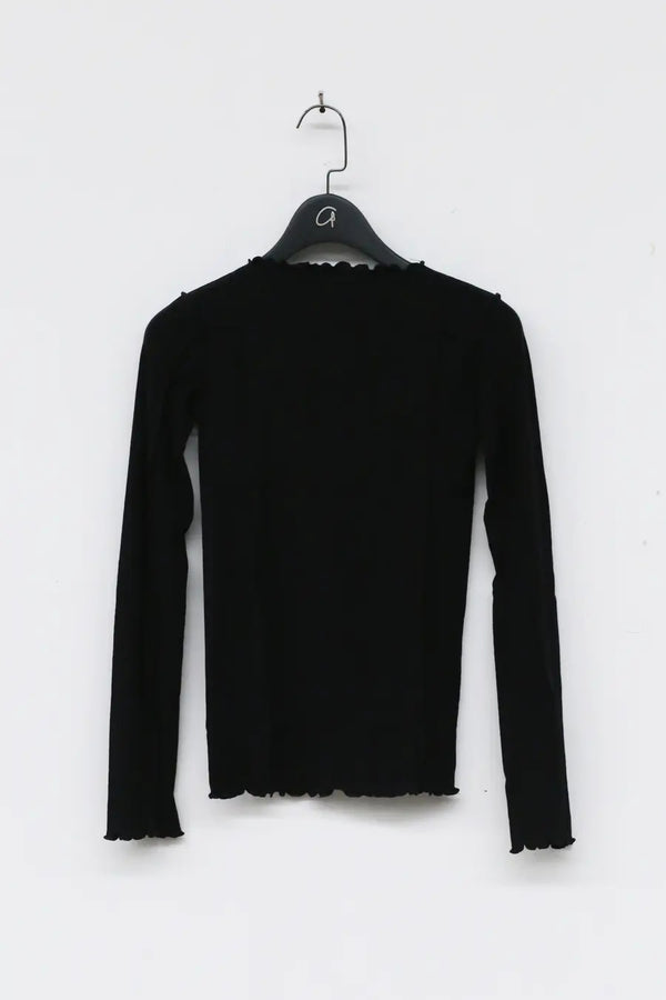 BASERANGE Long Sleeve T-Shirt TTML Collection Ribbed Cotton Portugal BAS- TTML-RB-000-HEI Black